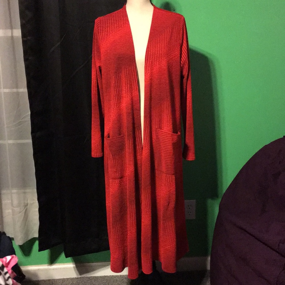 Red ombré Lularoe sarah cardigan